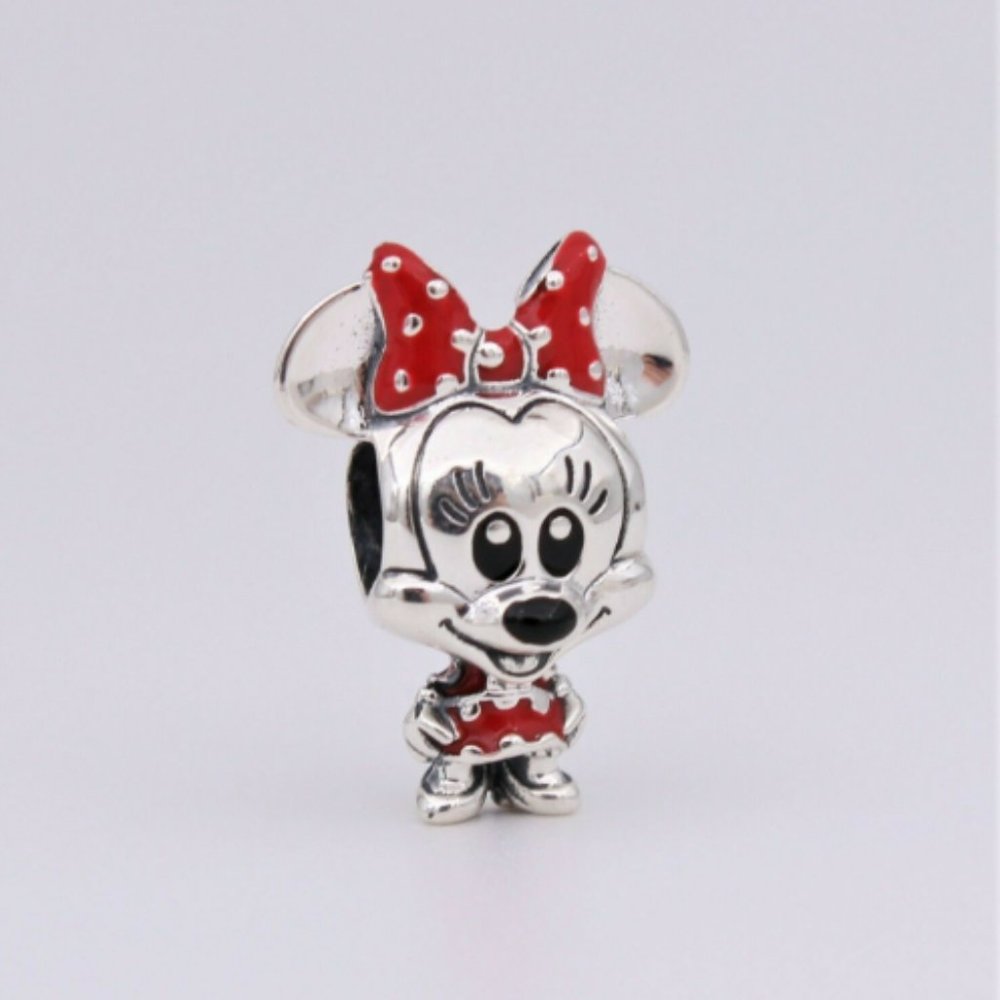 S925 2020 Disney Minnie Mouse Dress & Bow Charm - Picture 1 of 2